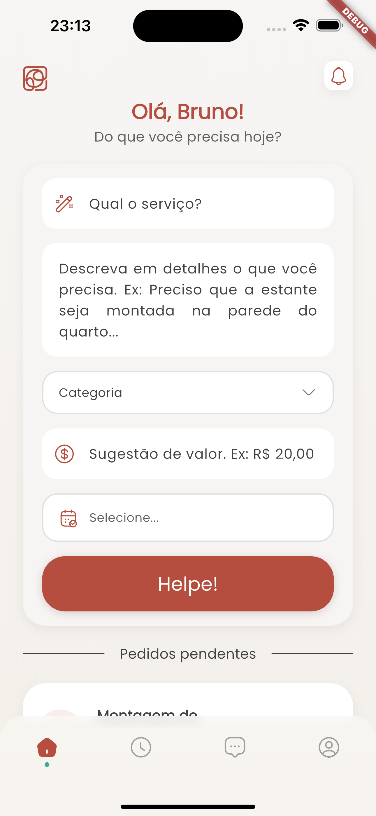 App Helpe em um celular